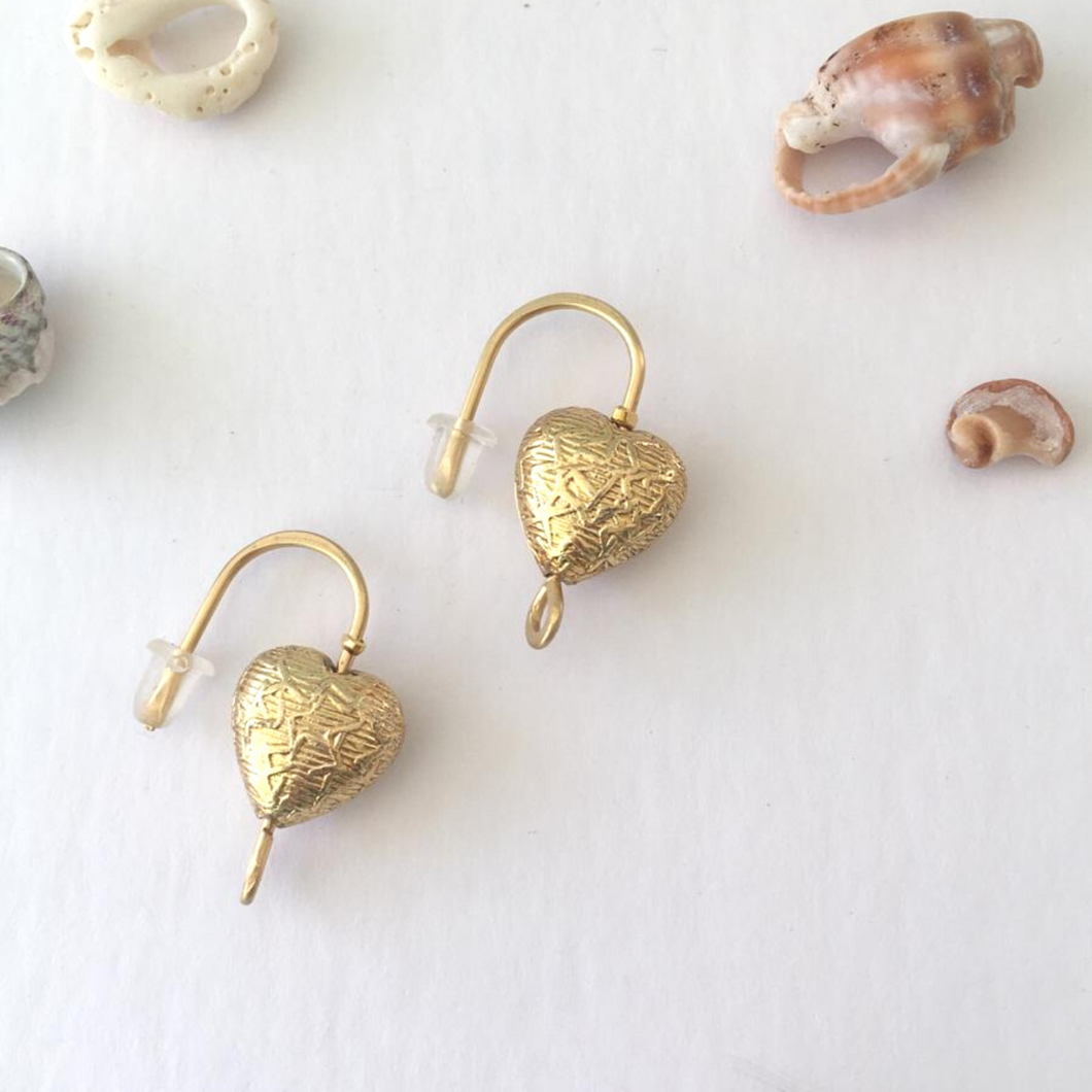 Gold Heart Earrings, Drop Earrings, Minimalist Earrings, Delicate Earrings, Gift For Her, Gift For Mum