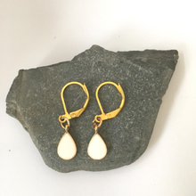 Load image into Gallery viewer, Tear Drop Natural Mother of Pearl Earring,  Huggie Earrings , Gold Plated and Mother of Pearl,   Gift For Her, Gift For Mum
