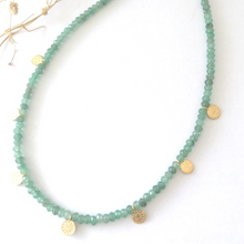 Load image into Gallery viewer, Seafoam Jade Green Necklace by mixmix stories jewellery - Tiny Gold Coin Charm Necklace - Citrus
