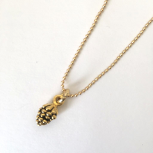 Load image into Gallery viewer, Pine Cone  Necklace, Gold Plated Bobble Chain Necklace, Nature Inspired Necklace, Dainty, Gift for her, Gift for Mum
