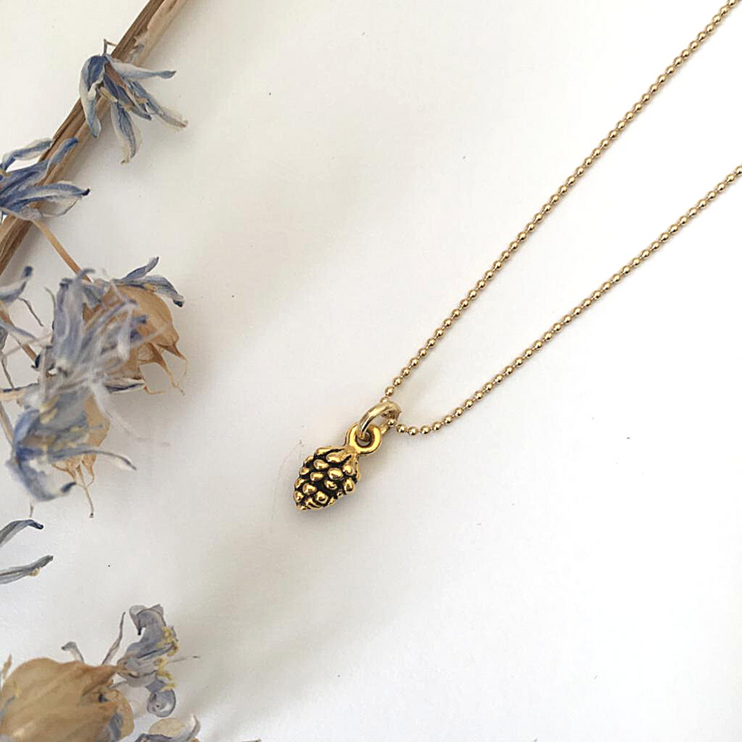 Pine Cone  Necklace, Gold Plated Bobble Chain Necklace, Nature Inspired Necklace, Dainty, Gift for her, Gift for Mum