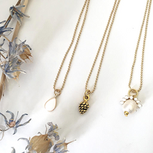 Load image into Gallery viewer, Pine Cone  Necklace, Gold Plated Bobble Chain Necklace, Nature Inspired Necklace, Dainty, Gift for her, Gift for Mum
