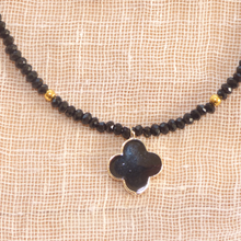 Load image into Gallery viewer, Collette Necklace by NOIR Jewellery - Black and Gold with Black Charm
